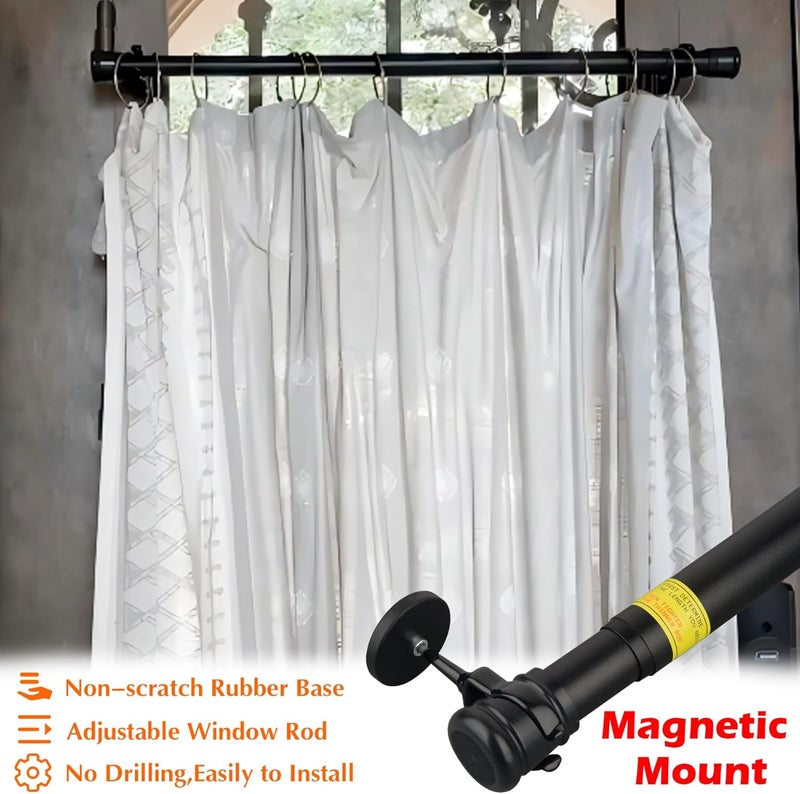 MUTUACTOR 1PCS Magnetic Curtain Rods for Metal Doors,Strong Magnetic Mount Door Curtains Rods for 13" to 26”,Adjustable Window Curtain Rod Versatile Y-Clamp Magnets Holders for Kitchen Garage Room - Image 2